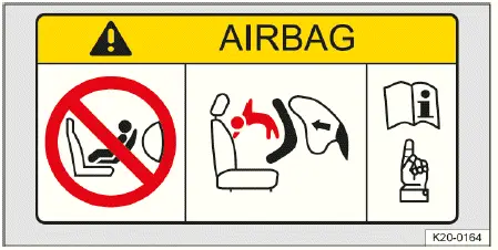 Volkswagen ID.4 airbag warning label on sun visor