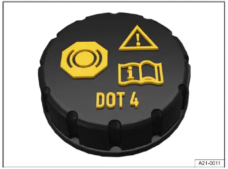 Volkswagen ID.4 brake fluid reservoir cap location in hood space