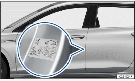 Volkswagen ID.4 tire pressure sticker location driver door pillar charging flap