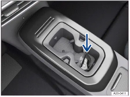 Volkswagen ID.4 emergency start key placement in center console cup holder