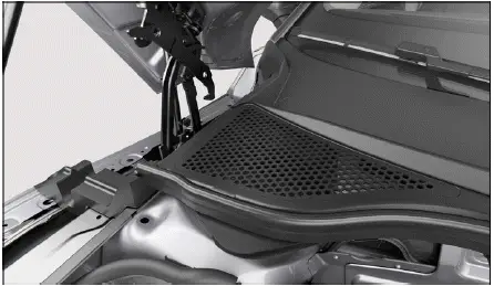 Volkswagen ID.4 plenum chamber location under hood windshield drainage system example