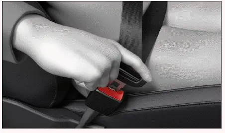 Volkswagen ID.4 inserting seat belt tongue into buckle correctly