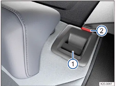 Volkswagen ID.4 rear seat backrest release button location and folding mechanism