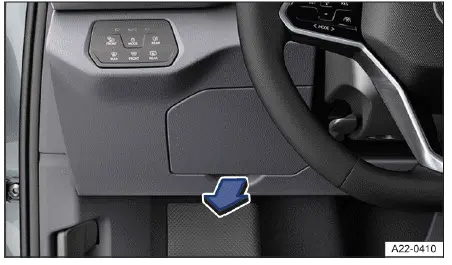 Volkswagen ID.4 driver side instrument panel fuse box cover removal location