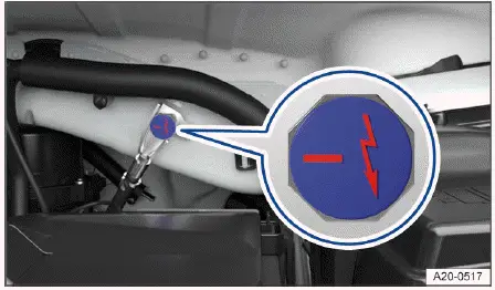 Volkswagen ID.4 negative jump start terminal location in hood space