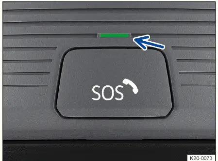 Volkswagen ID.4 emergency call button with indicator light on roof console