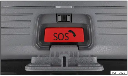 Volkswagen ID.4 emergency call button in overhead console