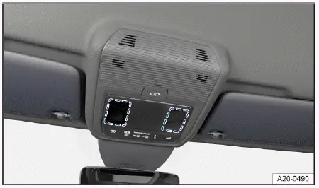 Volkswagen ID.4 overhead console with touch-sensitive reading lights
