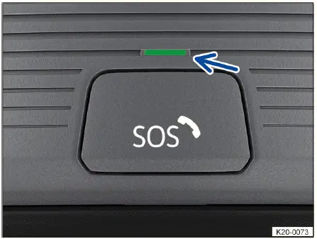Volkswagen ID.4 eCall emergency button with indicator light in roof console