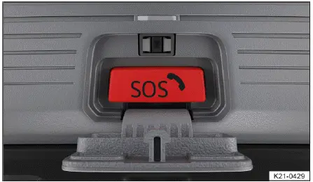 Volkswagen ID.4 eCall emergency button in overhead console