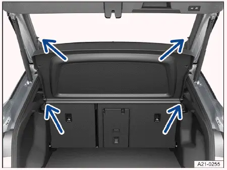 Volkswagen ID.4 luggage compartment cover installation and removal diagram