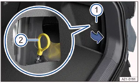 Volkswagen ID.4 emergency release loop behind luggage trim