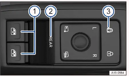 Volkswagen ID.4 driver door window control buttons for front and rear windows