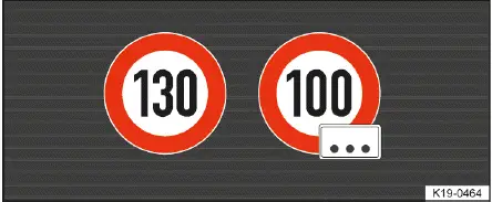 Volkswagen ID.4 detected speed limit and additional road sign display in digital cockpit