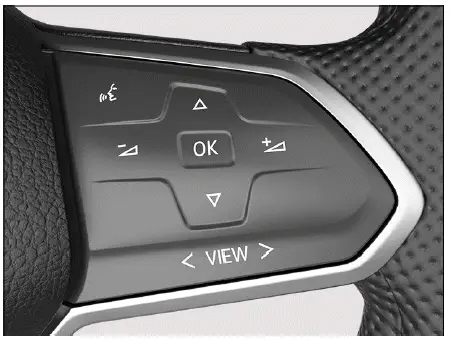 Volkswagen ID.4 digital cockpit control buttons on multifunction steering wheel right side