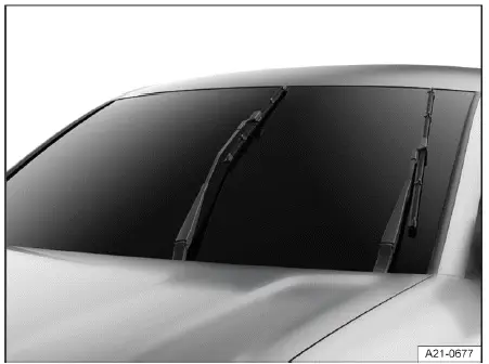 Volkswagen ID.4 windshield wipers lifted in service position for maintenance