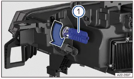 Volkswagen ID.4 headlight rear access showing turn signal bulb holder location