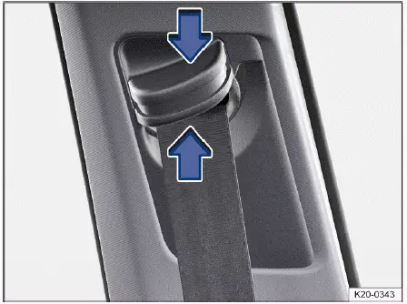 Volkswagen ID.4 safety belt height adjuster near front seats adjustment mechanism