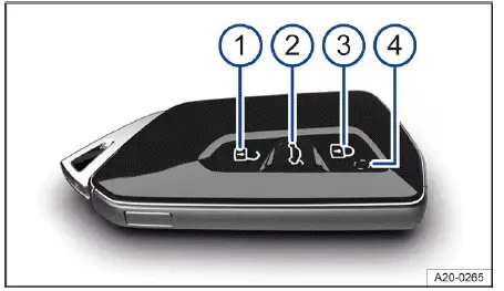 Volkswagen ID.4 remote control vehicle key with main function buttons