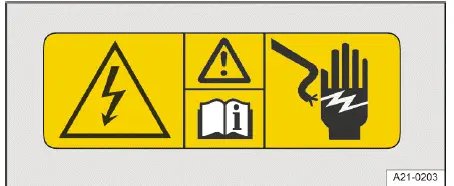 Volkswagen ID.4 warning label inside hood compartment