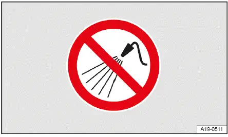 Volkswagen ID.4 pressure washer warning prohibited areas high pressure cleaning caution