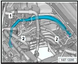 Volkswagen ID.4. Removing and installing refrigerant line between refrigerant shut-off valve 3 N641 and heat condenser
