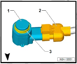 Volkswagen ID.4. Removing and installing rear parking aid senders [G203]/[G204]/[G205]/[G206] 