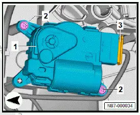 Volkswagen ID.4.  Removing and installing control motor for front left temperature flap [VX34], right-hand drive vehicles