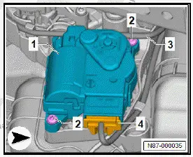 Volkswagen ID.4. Removing and installing control motor for front right temperature flap [VX35], right-hand drive vehicles
