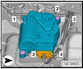 Volkswagen ID.4. Removing and installing control motor for front right temperature flap [VX35], right-hand drive vehicles 