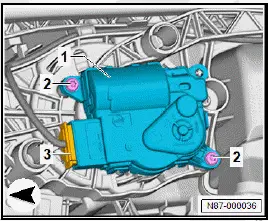 Volkswagen ID.4. Removing and installing control motor for front left air distribution flap [VX93], right-hand drive vehicles