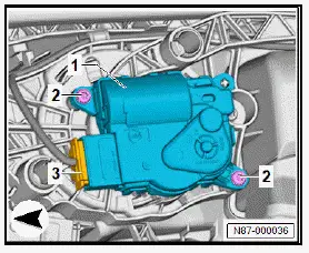 Volkswagen ID.4. Removing and installing control motor for front right air distribution flap [VX94], left-hand drive vehicles