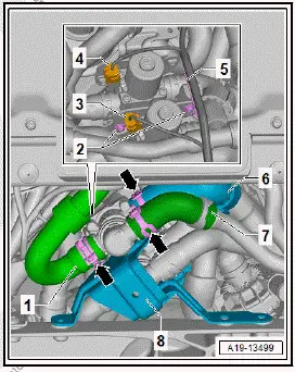 Volkswagen ID.4. Removing and installing mixing valve for high-voltage battery pre-heating, all-wheel drive