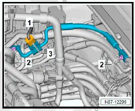 Volkswagen ID.4. Removing and installing refrigerant line between expansion valve N638/N637 and evaporator
