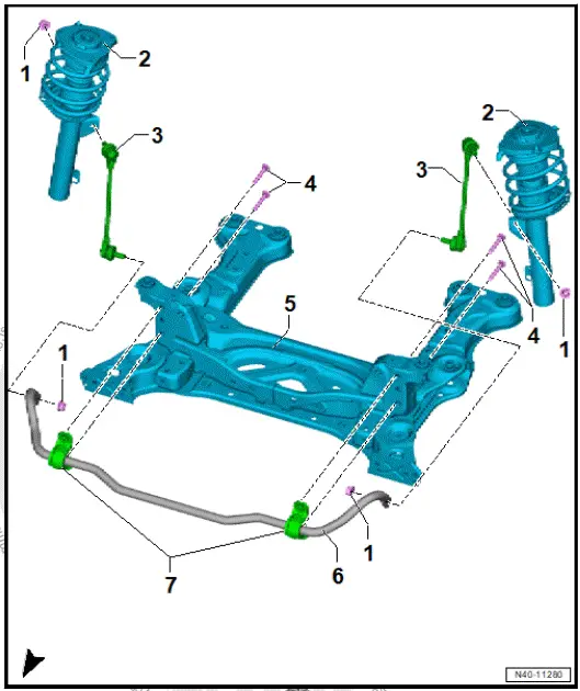 Volkswagen ID.4. Assembly overview - anti-roll bar