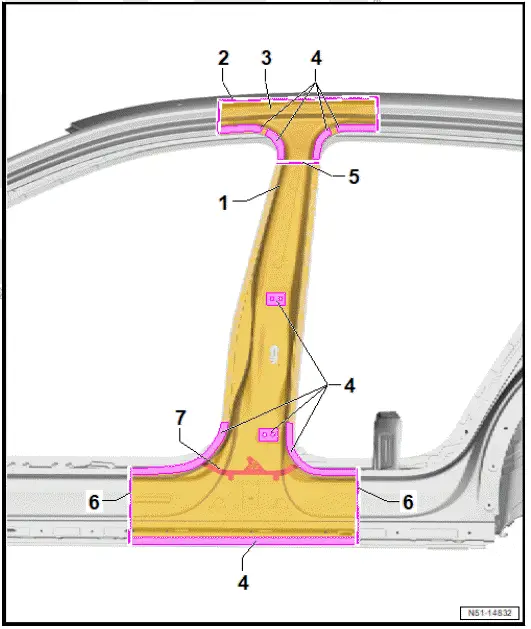 Volkswagen ID.4. Assembly overview - B-pillar