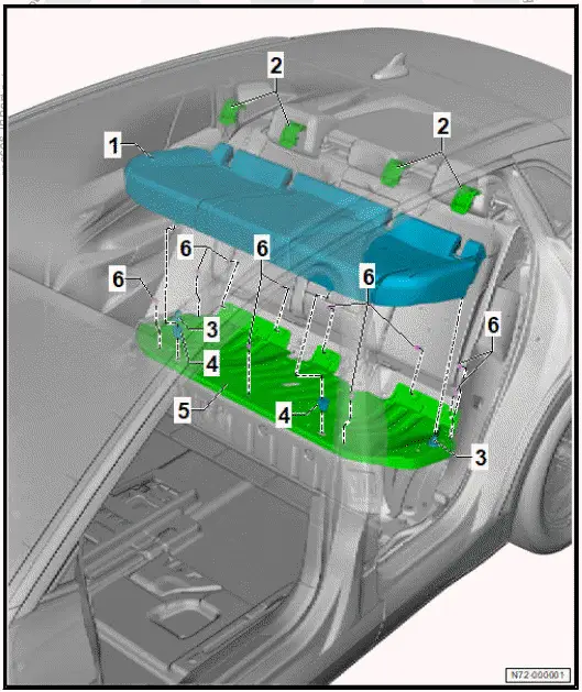 Volkswagen ID.4. Assembly overview - bench seat/individual seats