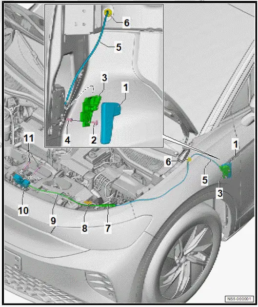 Volkswagen ID.4. Assembly overview - Bowden cable