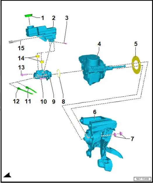 Volkswagen ID.4. Assembly overview - brake servo/brake master cylinder, right-hand drive vehicles