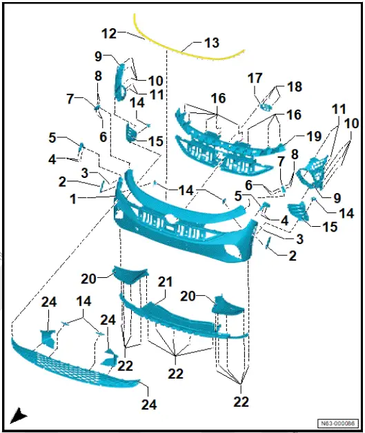 Volkswagen ID.4. Assembly overview - bumper cover