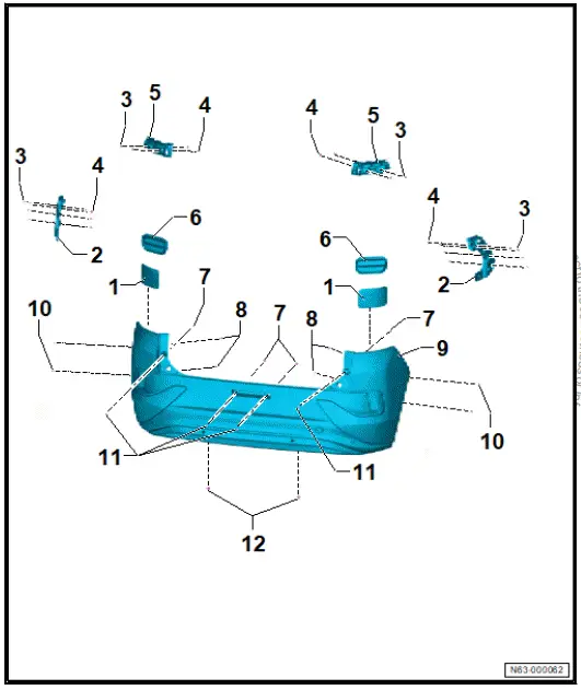 Volkswagen ID.4. Assembly overview - bumper cover