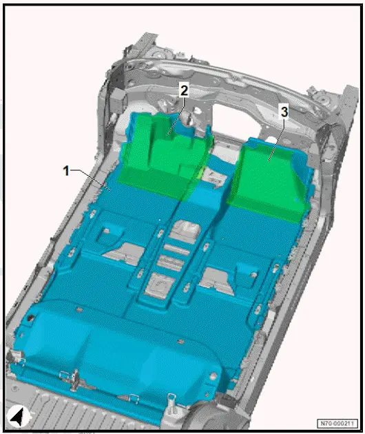 Volkswagen ID.4. Assembly overview - foot rest and floor covering