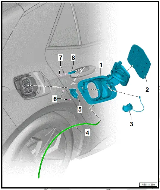 Volkswagen ID.4. Assembly overview - charging flap unit 
