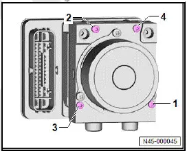 Volkswagen ID.4. Installing ABS control unit -J104- - specified torque and tightening sequence