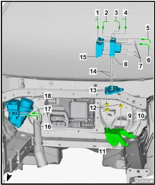 Volkswagen ID.4. Assembly overview - control unit and hydraulic unit, right-hand drive