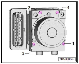 Volkswagen ID.4. Installing ABS control unit -J104- - specified torque and tightening sequence