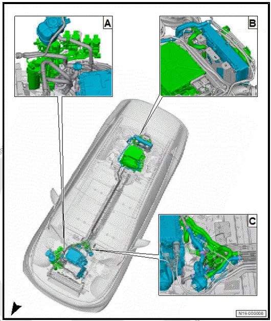 Volkswagen ID.4. Assembly overview - cooling system, all-wheel drive