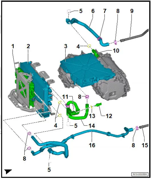 Volkswagen ID.4. Assembly overview - cooling system, all-wheel drive