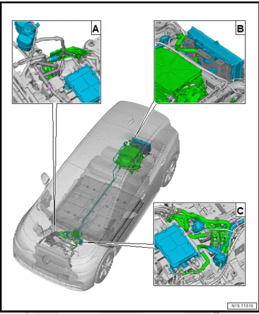 Volkswagen ID.4. Assembly overview - cooling system, rear-wheel drive 