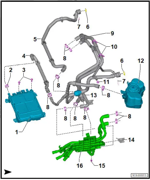 Volkswagen ID.4. Assembly overview - cooling system, rear-wheel drive 